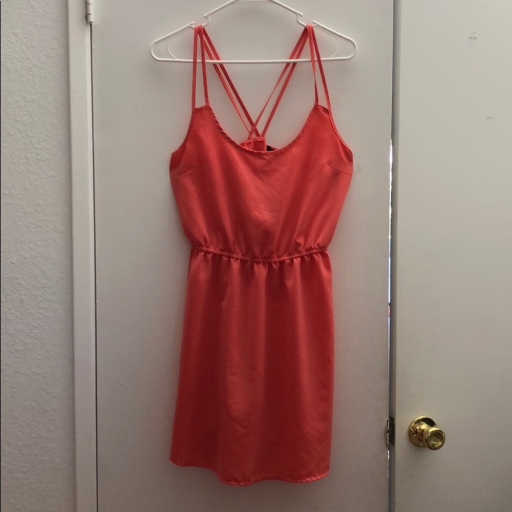 Orange-coral dress mid length